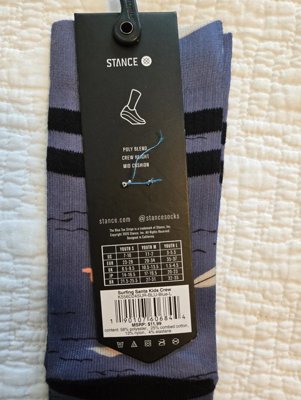 Stance Surfing Santa Kids Crew Socks in Blue and Red
